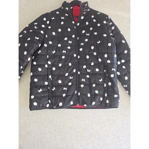Disney Minnie Mouse Reversible Puffer Jacket Polka Dot Red Full Zip Women's